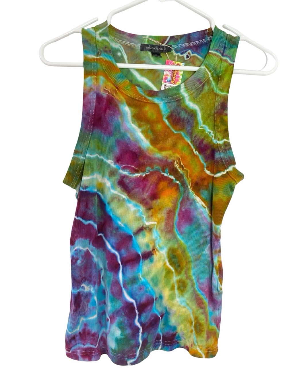 Banana Republic Geode Tie Dye Ribbed Tank Top Womens Size Small Colorful OOAK